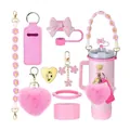 Pink daisy accessory set for 30oz and 40oz tumblers with straw cover and cup boot - Pink Flower Style (Style 2)