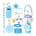 Sky blue and yellow accessory set for 30oz 40oz tumbler including charm and straw cover - Style 2 Blue Yellow Series