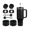 Set accessori nero 11 pezzi per bicchiere 40oz con copri cannucce e tappi in silicone - Nero