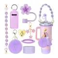 Lavender Stanley cup accessory kit with silicone boot, straw cover, and plush keychain charm - Style 6 Purple Series