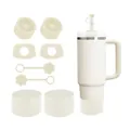 Tazza termica bianca 40oz con copri cannucce in silicone e tappi a prova di fuoriuscita - crema