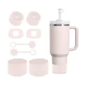Bicchiere termico rosa pastello da 40oz con manico e set di 8 accessori in silicone - Rosa Chiaro