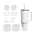 Bicchiere bianco in acciaio inox con set di 8 accessori in silicone antigoccia - Bianco puro