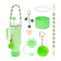 Limettengrünes 40oz Becher-Set mit Gänseblümchen-Gurt und Kleeblatt-Zubehör - Grasgrün Kleeblatt Thema (Stil 2)
