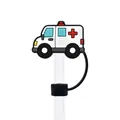 Cartoon ambulance straw cover cap for nurses and doctors made of 10mm soft PVC - Cartoon Ambulance (06)