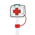 Cartoon first aid kit straw topper with red cross for 10mm drinking straws - Cartoon First Aid Kit (12)