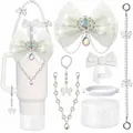 Set di ciondoli a fiocco bianco con strass e cinturino in perle per borracce - Set 2