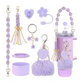 Lavender Stanley cup accessory set with daisy charms and silicone sleeve - Purple Style (Style 3)