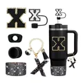 Set de accesorios para taza Stanley negra con vaso mate, parche y funda de silicona - Estilo X