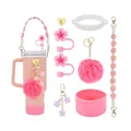 Pink accessories set for 30oz 40oz tumbler with cherry blossom straw covers and charm - Pink Accessories (Style 1)