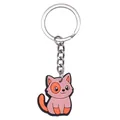 Simpatico portachiavi a forma di gatto in PVC rosa e arancione per borse e zaini - Gatto Arancione Rosa