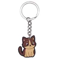 Simpatico portachiavi a forma di gatto in PVC marrone e giallo con anello - Gatto Marrone e Giallo