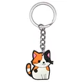 Simpatico portachiavi a forma di gatto calico in PVC morbido con anello in metallo - Gatto Calico