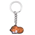 Portachiavi gatto arancione addormentato in PVC con anello in metallo argento - Gatto Arancione che Dorme