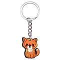 Simpatico portachiavi a gatto in PVC arancione con strisce e anello in metallo - Gatto Arancione e Giallo