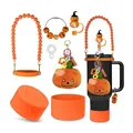 Πορτοκαλί σετ αξεσουάρ Halloween για κύπελλα 30/40oz με κάλυμμα καλαμακιού κολοκύθας - Θέμα Πορτοκαλί Κολοκύθα Halloween