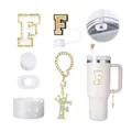 Kit d'accessoires pour Stanley Cup avec botte pailletée blanche et pendentif lettre F - Style 6 Botte En Silicone Blanc Pailleté (A)