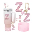 Set d'accessoires rose pailleté avec lettre Z pour gobelet en inox de 40oz - Style Lettre Z (Style 24)
