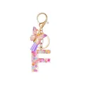 Resin letter F keychain with purple butterfly, floral sequins and tassel detail - Letter F