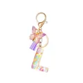 Resin alphabet keychain letter L with purple butterfly charm and sequin filling - Letter L