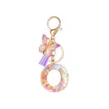Resin initial keychain with purple glitter butterfly and tassel for women and girls - Style 15