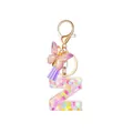 Resin letter N keychain with glitter sequins, purple butterfly and tassel decoration - Style 24