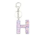 Porte-clés lettre H en résine lilas pailletée avec sequins floraux et fermoir argenté - Style Lettre H Violet