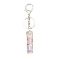 Porte-clés en résine scintillante avec paillettes colorées et fermoir argenté - Style Rectangle