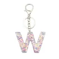Porte-clés lettre W en résine pailletée avec des sequins roses et violets brillants - Style Lettre W Violet