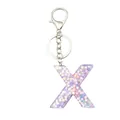 Porte-clés lettre X en résine violette scintillante avec fermoir argenté et étoiles - Style Lettre X Violet