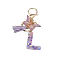 Porte-clés lettre L en résine avec paillettes violettes et pompon papillon - Style Lettre L (Style 11)