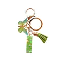 Porte-clés papillon en résine verte avec pompons à paillettes et fermoir doré brillant - Pendentif en Résine Rectangulaire Paillettes Vertes (QS2157)