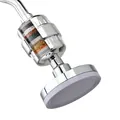 Polished chrome high pressure shower head with a visible 15-stage multi-layer filter system - 4.7 Inch Silver Shower Head And Filter Set