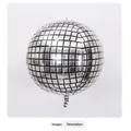 Silver 4D disco ball balloon with reflective laser grid pattern and white sparkles - 60 inch / Silver