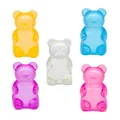 Set of five colorful translucent resin gummy bear charms for DIY jewelry and crafts - Boxed Orange Bear
