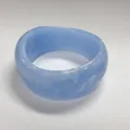 Wide light blue marbled resin bangle bracelet with retro minimalist design for women - Sky Blue
