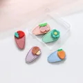 Set de 5 bonitos clips para el pelo para bebés con diseños de flores y frutas en 3D - Fruta de cuero