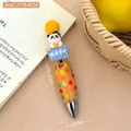 Cute panda theme retractable ballpoint pen in bright orange with colorful polka dots - 1# I Love Studying - Fat Pen