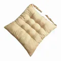Thickened square beige chair cushion with tufted design and secure tie-on straps - [Square] Light Camel