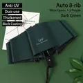 Paraguas automático verde oscuro con protección UV y estructura de 8 varillas de 98cm - Automático 8 Varillas Revestimiento Negro / Verde Oscuro