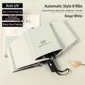 Paraguas beige automático de 8 varillas con revestimiento UV negro para sol y lluvia - Automático 8 Varillas Revestimiento Negro / Blanco Roto