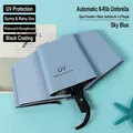 Paraguas automático plegable azul cielo de 8 varillas con protección UV y capa negra - Automático 8 Varillas Revestimiento Negro / Azul Cielo