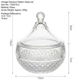 French vintage clear embossed glass storage jar with diamond pattern lid and base - Diamond Pattern Storage Jar Medium (TG2010-2)
