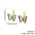Elegant gold butterfly stud earrings with translucent brown wings and white crystals - Gold Grey Green