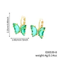 Elegant gold butterfly stud earrings featuring emerald green crystals and white zircon - Gold Green