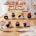 Figurine de cochon rose et noire en résine version Awu pour décoration créative - Série Tournante Ah-Woo Arrive (-140) / Boîte de Set Complet (Set de 6)