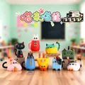 Set of nine diverse cat-themed collectible figures in assorted colors and playful poses - -477 Meow Meow Box 8 / Random One