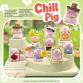 Full collection of Chill Pig resin figurines featuring unique poses on display stand - 0303chill Pig Box 8 / Random One