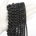 Matte black agate beads shown in seven different sizes for jewelry making comparison - 10mm / Matte Onyx