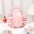 Beauty case rosa con coulisse e manici viola con ricamo YUMMY per i viaggi - Rosa